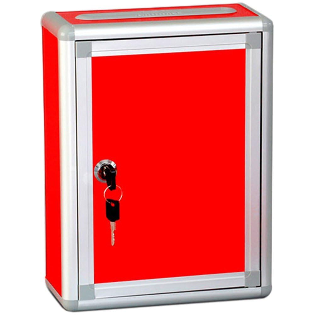 Boîte à suggestions verrouillable en métal gris pour entreprises et bureaux