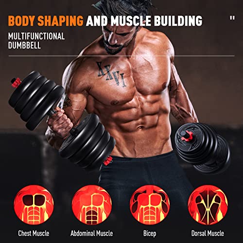 Dumbbells Set Adjustable Weights Pair: 20lb 44lb 66lb Coated Free Adjusted Weight Dumbbell Barbell Variable & Interchangeable Changeable Non-Slip Hand Heavy Workout for Beginner Home Gym Exercise Fitness - Image 5