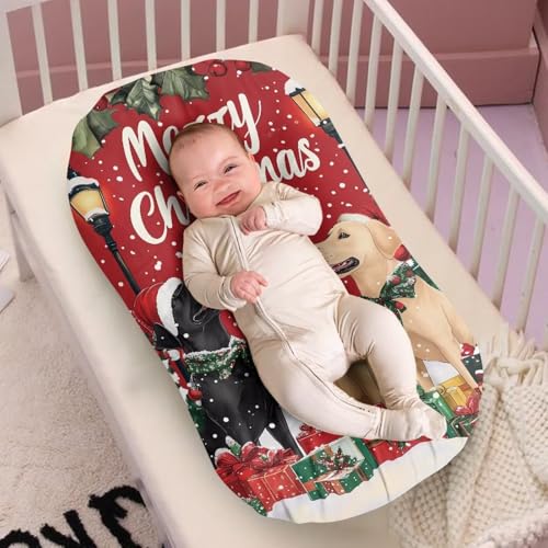 Image of ZOUTAIRONG Christmas Dog Bassinet Sheet Set Compatible with Mika Micky, Baby Delight, Dream On Me Bassinet Mattress, Ultra Soft Flexible for Baby Boys Girls
