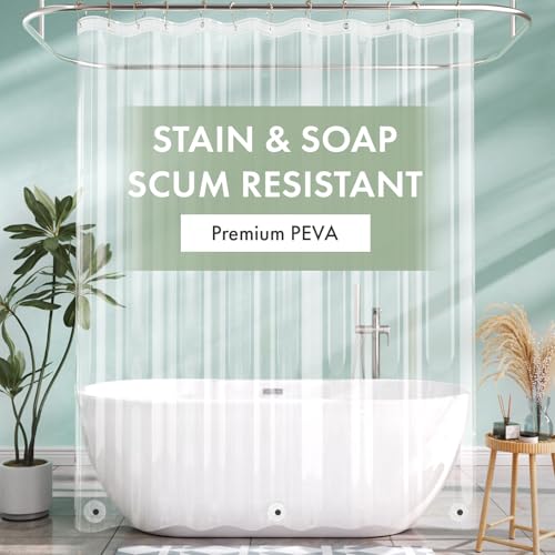 Image of AmazerBath Shower Curtain Liner 80 Inches Long with 3 Magnets, 72x80 Clear Shower Curtain Liner Tall, Waterproof Plastic Shower Liner, Lightweight PEVA Shower Curtain with 12 Rustproof Metal Grommets