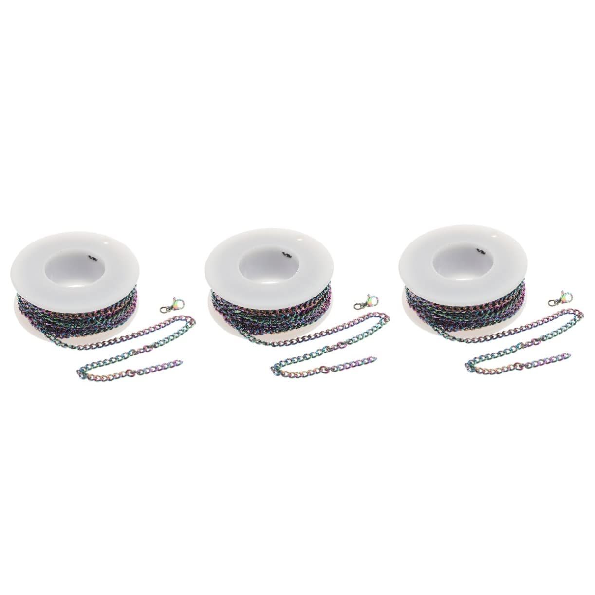 SHINEOFI 3 Set di Catene per Collane in Acciaio Inossidabile per La Creazione di Gioielli con Fermagli A Moschettone
