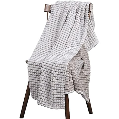 Queenshin Lightweight Waffle Plaid Double Bed Fleece Blanket, Christmas Large 290 Gsm Flannel Cozy Soft Fluffy Twin Throws Sofa 150*200 CM , Brown Cover