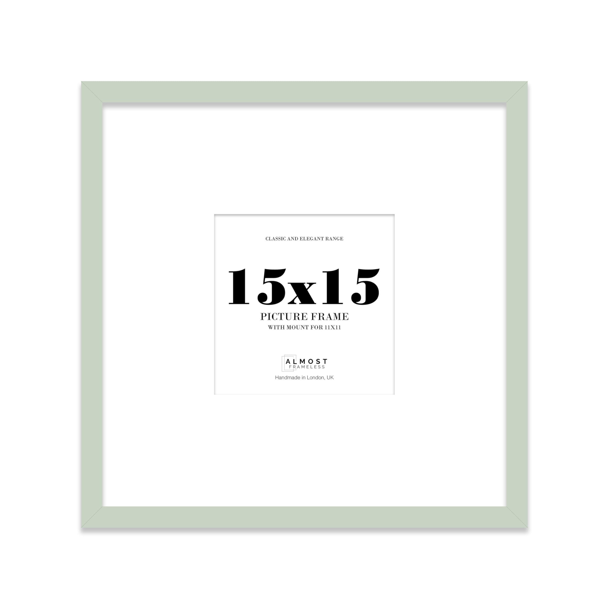 15x15 Square Picture Frame, Display Pictures 11x11 With Mat or 15x15 Without Mat, Wall Hanging & Free Standing Photo Frame, Mint Green, 1 Pack