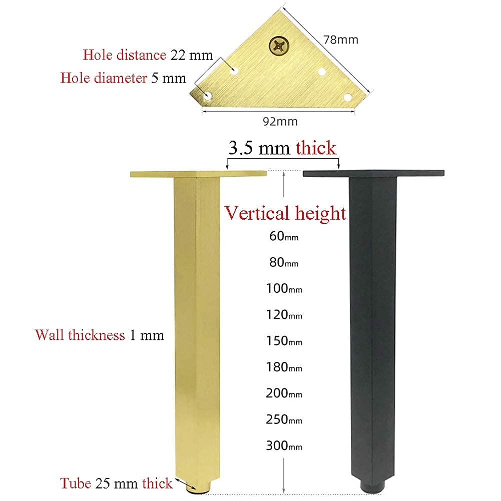 Elegante Simplicitymetal Regolabile Gambe Mobili Regolabili Piedi per Mobili Pesanti per Tavolo/Letto e Divano/Armadio Piede, Easy Install, Blackniture Support Gambe, Altezza: 6-30 cm/Colore