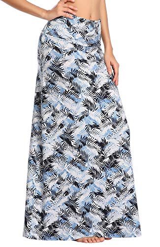 Image of Urban CoCo Women's Stylish Spandex Comfy Fold-Over Flare Long Maxi Skirt