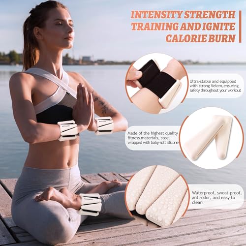 Image of BECOJADDE Ankle Weights for Women Wrist Weights Set of 2 (1 lb /2 lb Each) Adjustable Arm Leg Weight for Womens Men Suitable for Walking Swimming Running Pilates Yoga Gym
