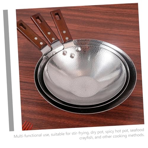 Wok de acero inoxidable con mango de madera miniatura 2
