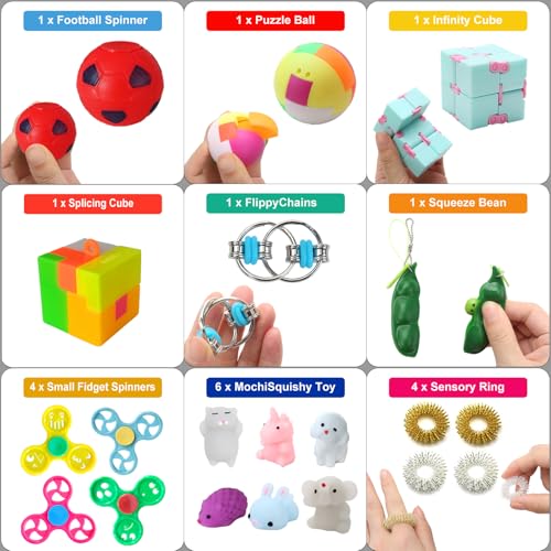 Fidget Simple Fidget Pack, 35pcs Fidget Toys Set with Popping Fidget Sensory Toys for Kids and Adults, Stress Relief Kit Gifts for Party Favors Classroom Prizes Easter Basket Stuffers Egg Fillers - Image 6