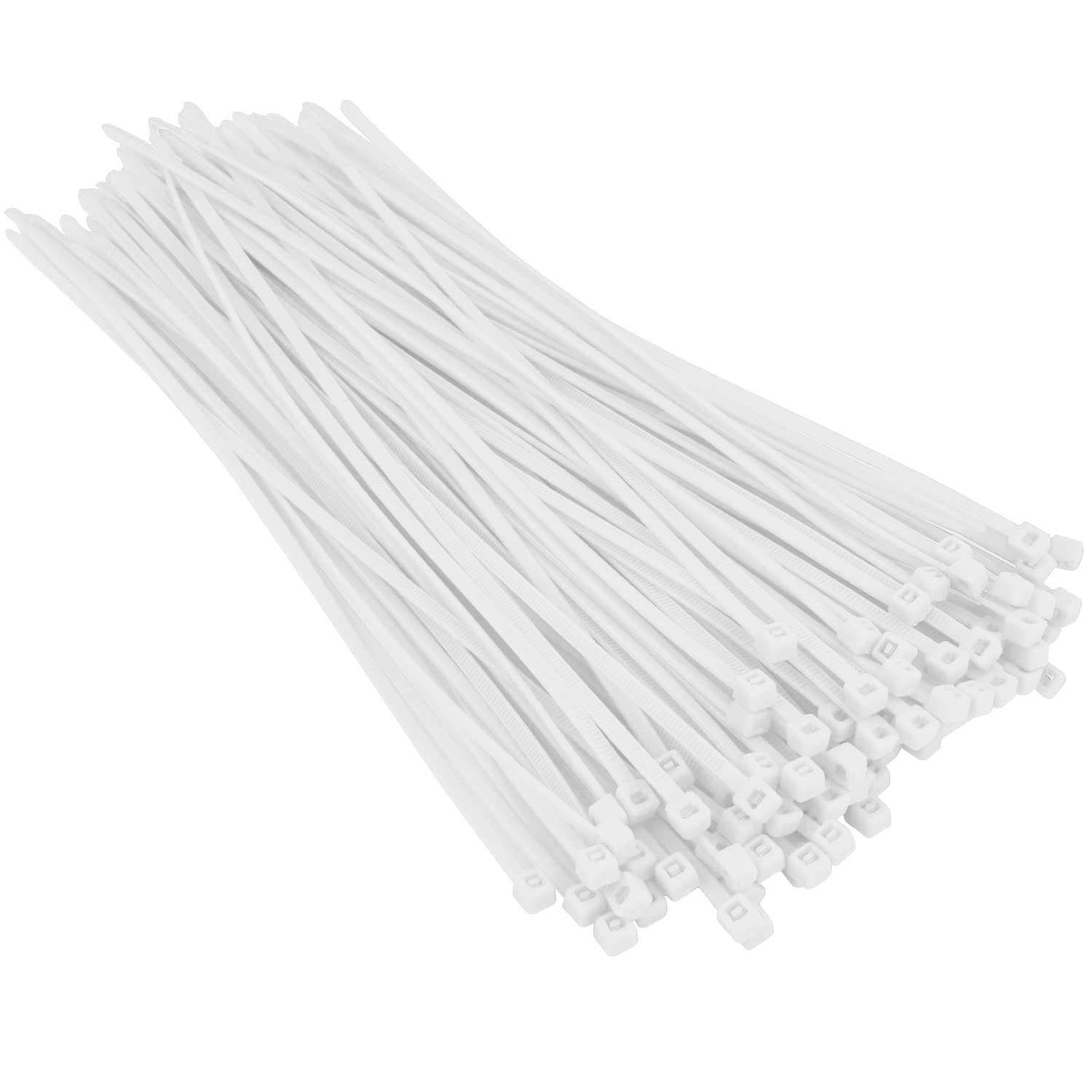 EKIND Cable Zip Ties 8 Inch - 100 Pack Self Locking Nylon Wire Ties for Electric Cables, Home, Office, Garage, Indoor and Outdoor Use (White)
