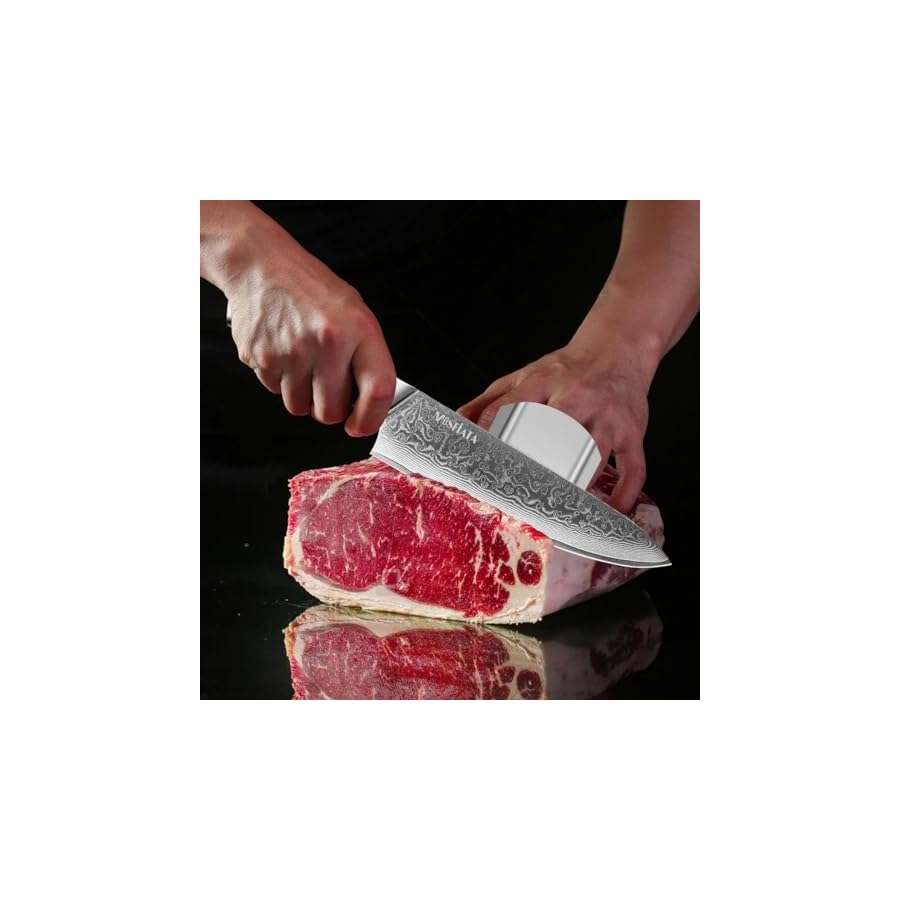 MOSFiATA-Professional-Damascus-Chef-Knife-Set-3PCS-8-Chef-Knife-7Santoku-Knife-and-5Utility-KnifeVG-10-High-Carbon-Stainless-Steel-with-Finger-Guard-Knife-Sharpener-Rod-Gift-Box MOSFiATA Professional Damascus Chef Knife Set-3PCS, 8 ‘’Chef Knife 7”Santoku Knife and 5'Utility Knife,VG-10 High Carbon Stainless Steel with Finger Guard, Knife Sharpener Rod Gift Box