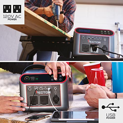 VECTOR VECLIPS6 733 Watt Lithium Portable Power Station Powers 9 Devices At Once, Pure Sine Wave Technology, AC, USB and Wireless Charging, Solar Capable - Image 5
