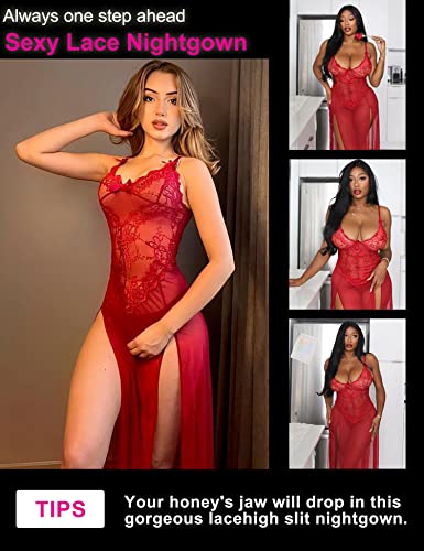 Rslove Women Lingerie Babydoll Sexy Nightgown Lace Chemise Exotic Sleepwear Nighty Red Xxl #TOP3