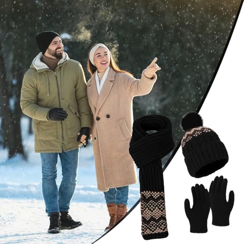 Manoplas de invierno mujer y conjunto de gorro con bufanda para nieve 6