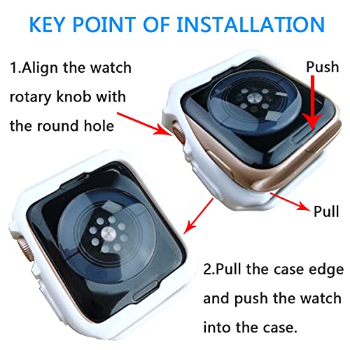 Compatible For Apple Watch Band With Case ,Lasllaves Shockproof Soft Tpu Sport Watch Bands Wrist Strap With Protective Bumper Cover For Iwatch Se Series 8 7 6 5 4 3 2 1 Accessories (45Mm/44Mm/42Mm, White) #TOP7