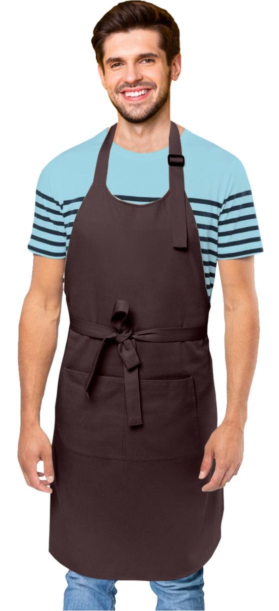 Polyester Kitchen Apron with Adjustable Strap Two Pockets for Women & Men | Free Size Apron for Kitchen, Hotel, Cafe, Restaurant, Salon, Workshop, Garage, Drawing, Cooking Apron