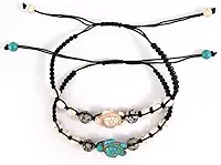 2 peças de pulseiras de amizade de tartaruga turquesa para mulheres, melhor amiga, presente de longa distância, joias de outono, moda feminina, moda feminina
