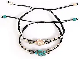 2 peças de pulseiras de amizade de tartaruga turquesa para mulheres, melhor amiga, presente de longa distância, joias de outono, moda feminina, moda feminina