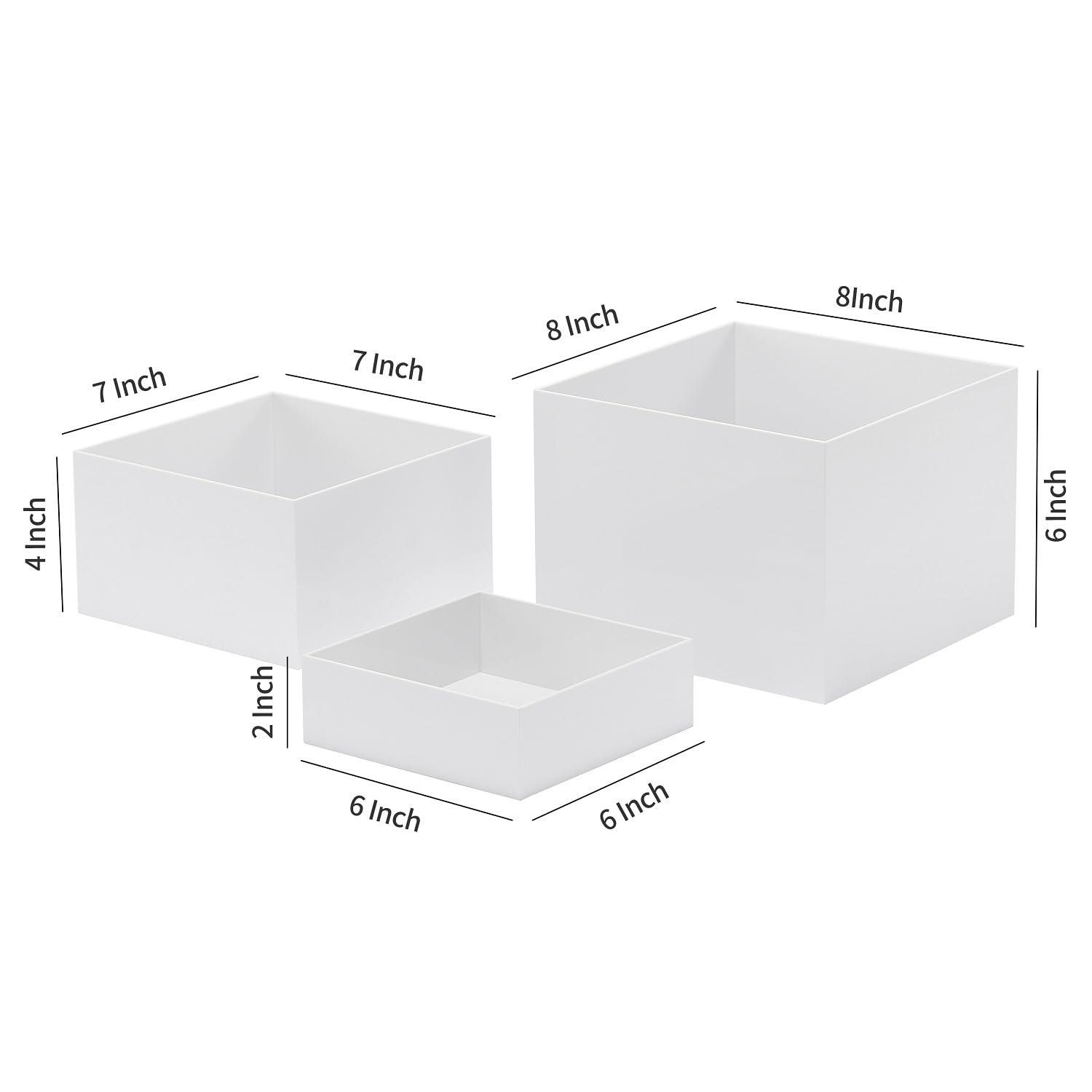 KEVJES Glossy White Acrylic Cube Catering Buffet Riser,Nesting Display Stand Risers for food,Displays Shelf for party,dessert table,retail counter,Exhibition,Photography Setup-3Pcs/Set