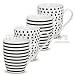Produktbild matches21 Becher Tassen Kaffeetassen Kaffeebecher Streifen & Punkte schwarz/weiß Keramik 4er Set je 10 cm 300 ml