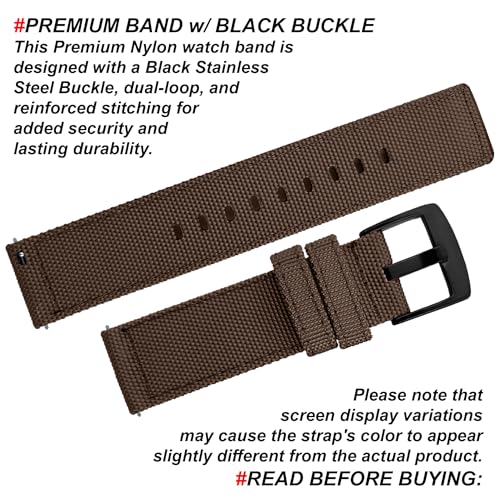Image of DBLACK ''ENMA'' Nylon Quick Release Watch Strap, Boxy Design, Matte Finish, Nylon Watch Band / / For 20mm, 22mm, or 24mm Watch Belt (Choose Your Size & Color)