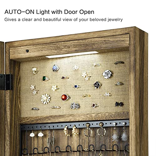 Sriwatana Jewelry Armoire Cabinet, Solid Wood Jewelry Organizer With Full Length Mirror Wall/Door Mounted thumb #2