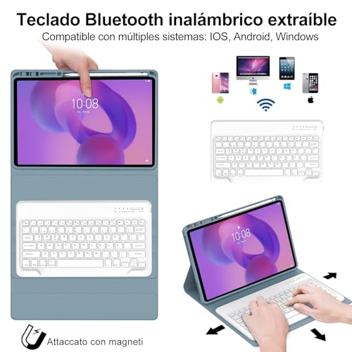 Teclado bluetooth Lenovo Idea Tab Pro 12.7 funda magnética 2025 3