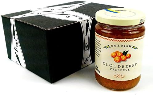 Hafi Swedish Cloudberry Preserves, 14.1 oz Jar in a BlackTie Box