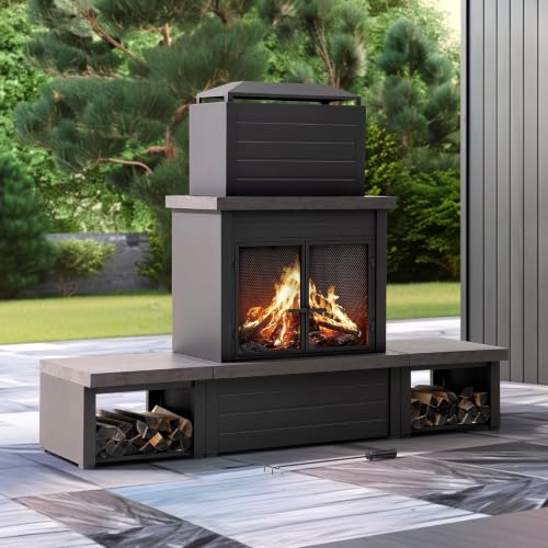Sunjoy 76 Inch Steel Fireplace