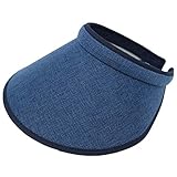 PRO.FASHION Women's Summer Sun UV Protection Visor Wide Brim Clip on Beach Pool Golf Cap Hat-Polyester (Navy)