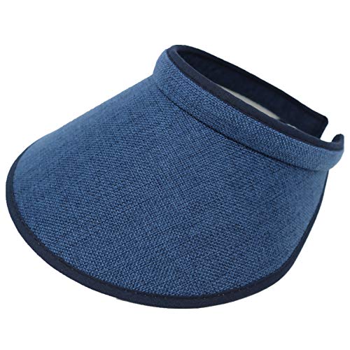 PRO.FASHION Women's Summer Sun UV Protection Visor Wide Brim Clip on Beach Pool Golf Cap Hat-Polyester (Navy)
