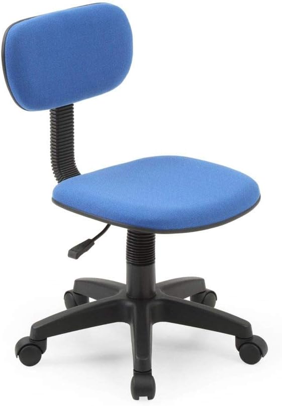 Hodedah Armless, Low-Back, Adjustable Height, Swiveling Task Chair with Padded Back and Seat, Plastic in Blue, Not for adult use