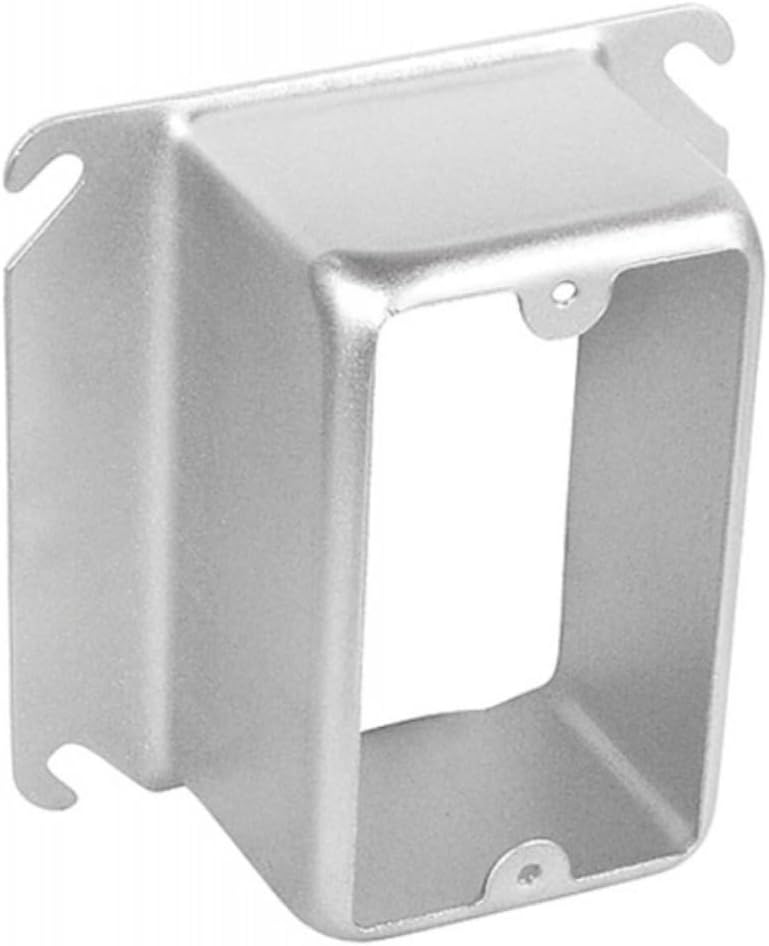 4-inch Square Electrical Box Device Mount Ring, 1-Gang, 2 inch Raised, Drywall/Plaster Ring, UL Listed, Steel (5)