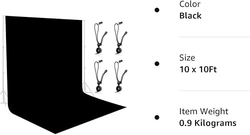 Miniatura 8 de Telón de fondo negro de 10 x 10 pies, cortina de fondo negro para fotos, tela de poliéster Chromakey para fotografía, fondo negro resistente a las