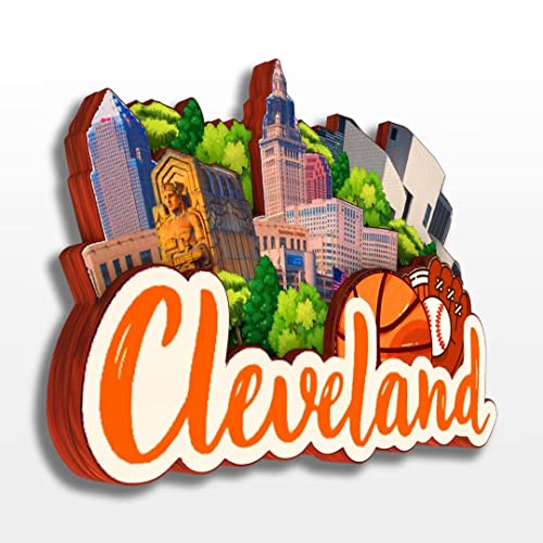 Imán de madera decorativo para refrigerador Cleveland miniatura 2