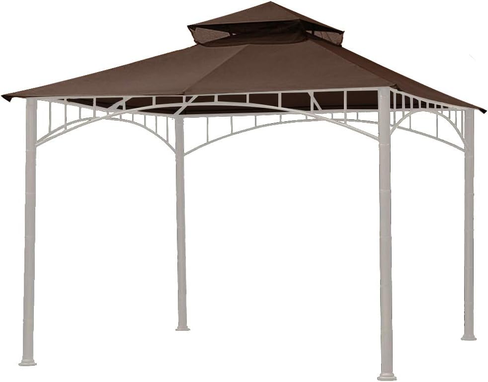 Eurmax USA 10FT x 10FT Double Tiered Gazebo Replacement Canopy Roof Top（Brown）