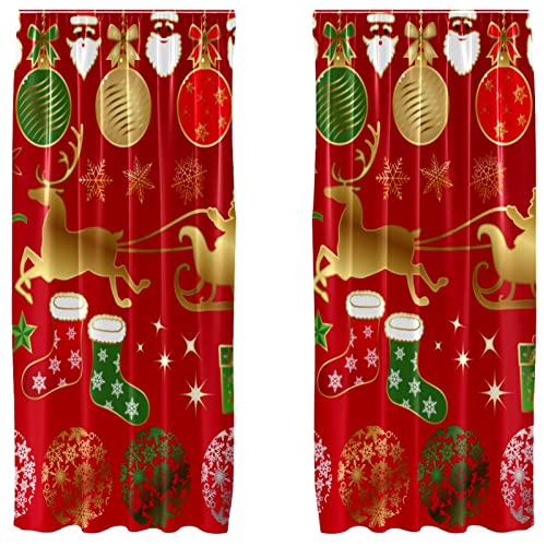 Cortinas opacas navideñas rojas de 55x84" para crear un ambiente acogedor en tu habitación 2