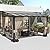 Kurapika 10’ x 12’ Wall Mount Gazebo Outdoor Pergola, Hardtop Lean to Gazebo Canopy Awnings with Sloped Roof and Sturdy Steel Frame, for Patio, Porch, Deck, Backyard(Sand)