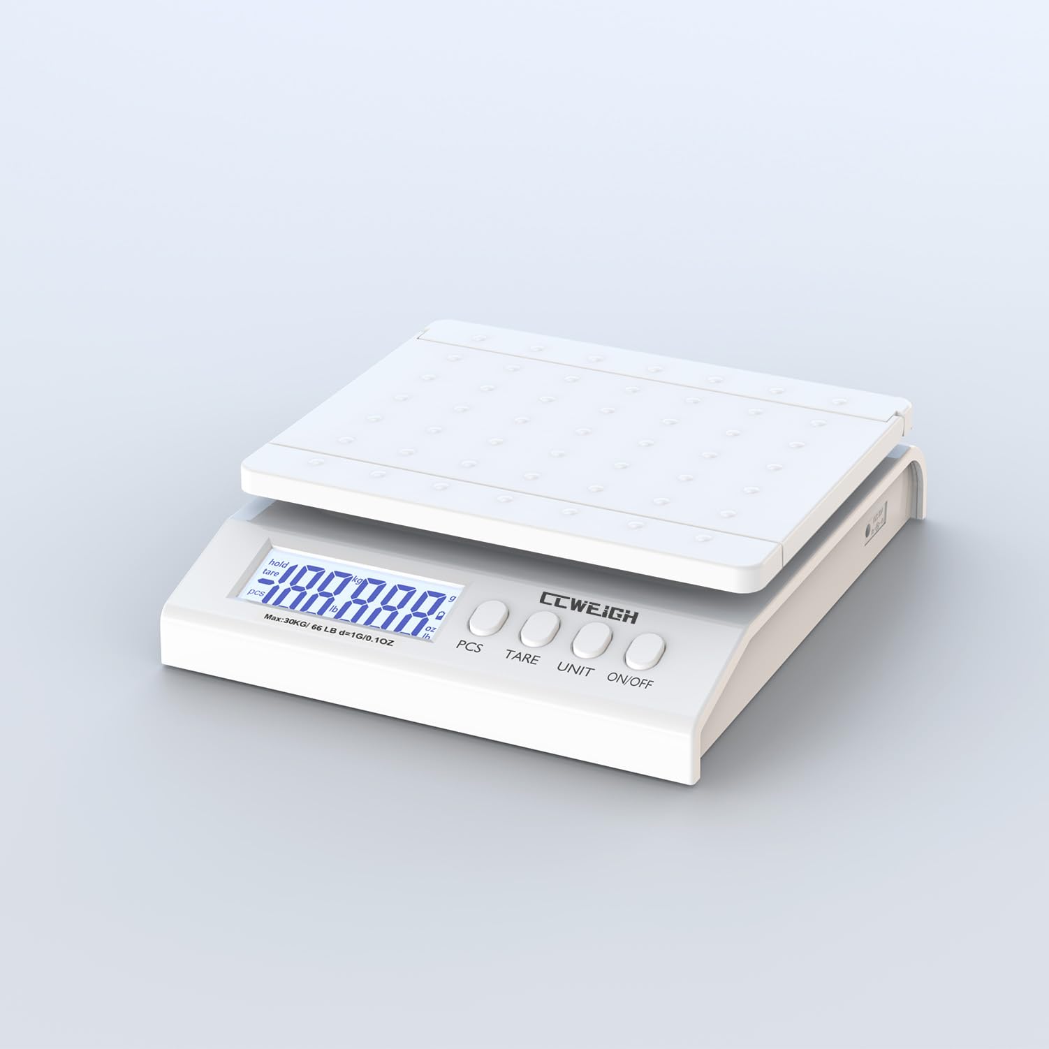Báscula postal, báscula de transporte, báscula de paquete de 30 kg, 1 g, con batería y placa de acero inoxidable, se puede utilizar para la cocina del hogar, correos, transporte y paquetes
