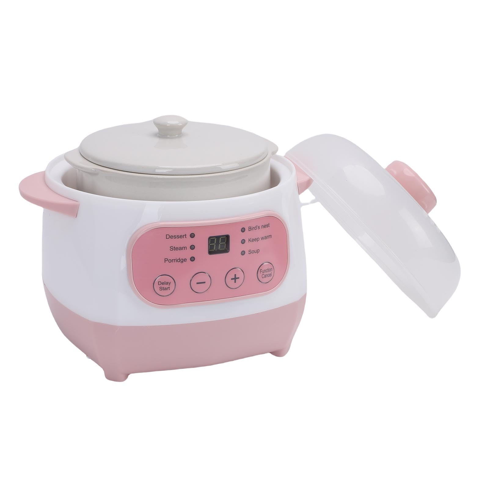 Pssopp Pentola a Cottura Lenta Piccola per Salse Mini Pentola a Cottura Lenta in Ceramica, Design con Coperchio Ad Arrotondato Protezione Contro le Bruciature a Secco Riscaldamento Uniforme per