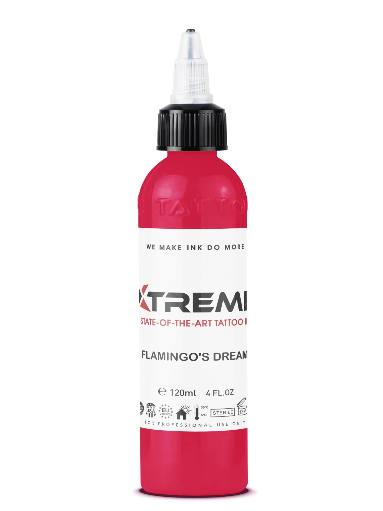 Xtreme Tattoo Ink, Versatile Medium Viscosity for Precision Tattooing, Rich Hue, Quick Healing, Acrylic-Free, Water Based, Highest Safety Standards - Ready-to-Use Tattoo Ink (Flamingo's Dream, 4 oz)