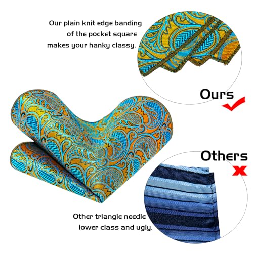 Image of 5PCS Tie and Pocket Square for Men, Silk Necktie and Handkerchief Cufflinks with Gold Ring and Lapel Pin Set
