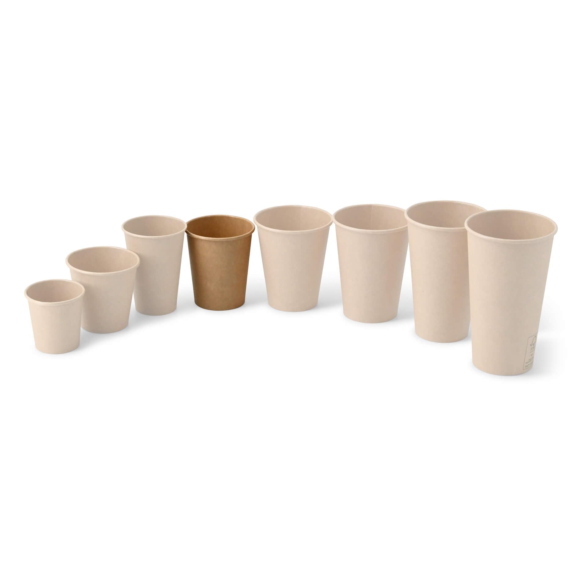 BIOZOYG 1000x vasos desechables 200 ml / 8 oz, Ø 80 mm marrón - vasos cafe sin plástico y con materiales sostenibles - vasos cafe desechables