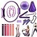 Quivorant Pilates Equipment Kit for Home Workout, Pilates Ring and Ball Set with 5 Resistance Bands, mag-ic Circle Compact Toning Fitness Essentials Starter Set Accessories, Core Sliders, Socks, Bag