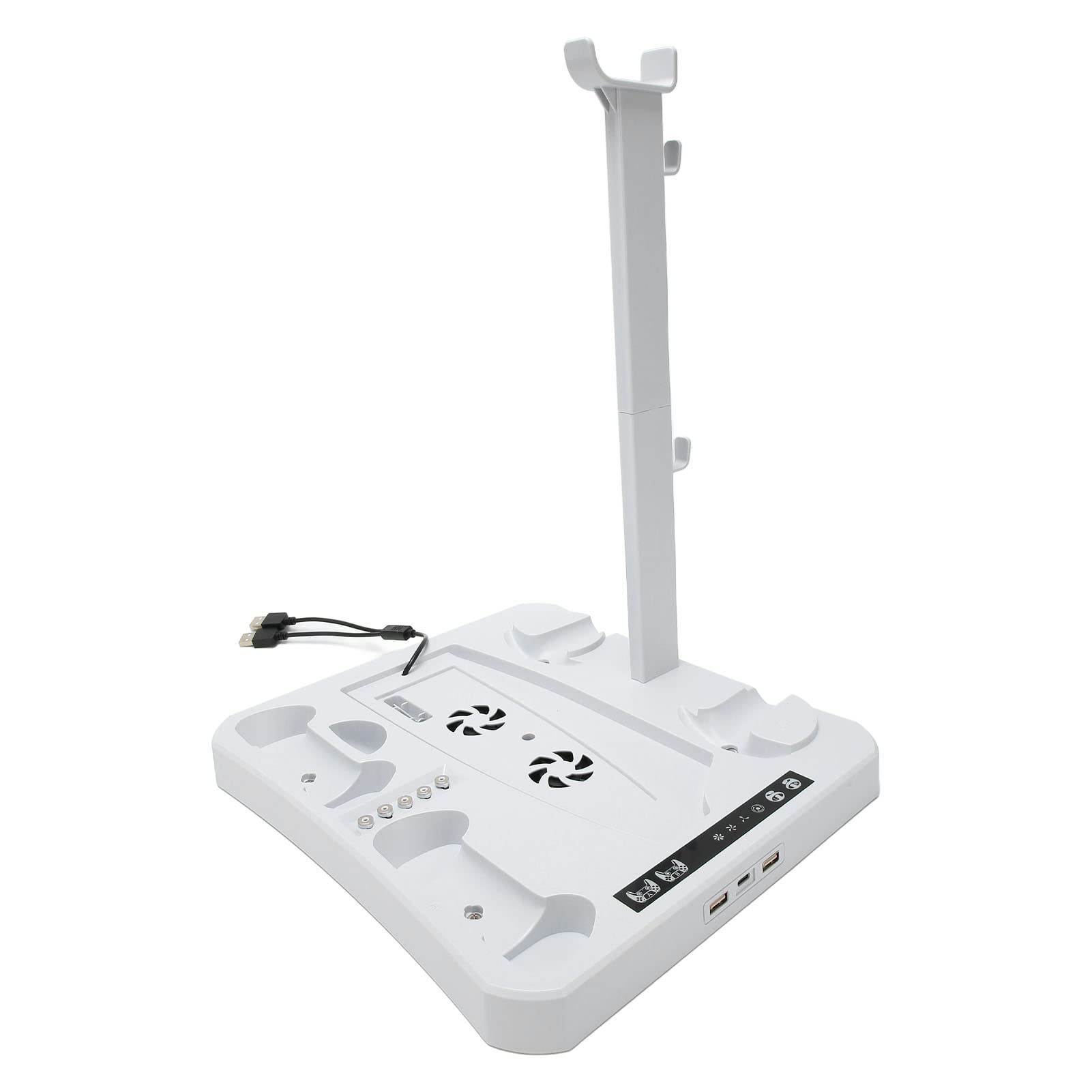 Stazione di Ricarica per Controller con Ventole di Raffreddamento e Staffa Rimovibile per Rack di Stoccaggio Console VR2, ABS e Metallo, 1 unità