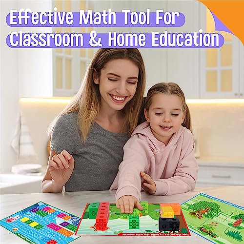Image of Math Linking Cubes, 100 Math Cube Manipulatives with 30 Learning Activities Number Counting Blocks Snap Linking Math Counters Fun & Educational Pre-K Counting Blocks for Preschool Kindergarten
