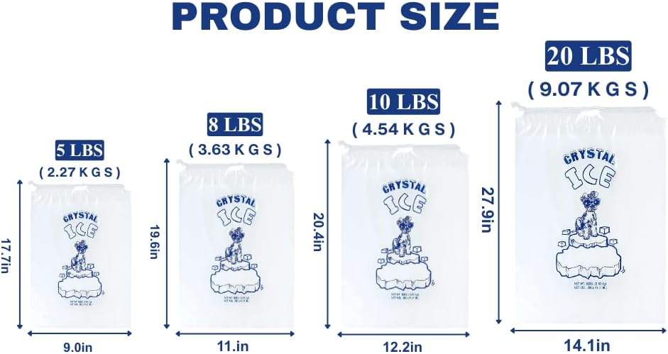 Infinite Pack Ice Bags 8 lb with Drawstring, 400 Count Ice Bag for Ice Machine, Heavy-Duty Reusable Ice Cubebags, Portable Storage and Freezer Keeper image 7