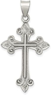 Colar com pingente religioso de cruz latina escovada texturizada prata esterlina 925 joias finas para mulheres presentes para ela, Prata esterlina