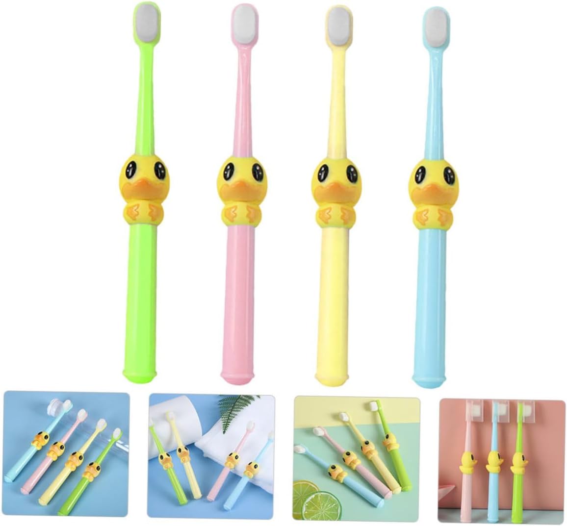 4pcs Cartoon Toothbrush Soft Bristles Mild Teeth Cleaner for Ages Boys and Brush Heads Easy Grip Design