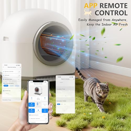 WARCAT Self Cleaning Litter Box Automatic, 90 L Automatic Cat Litter Box for Multiple Cats APP-Controlled with Smart Sensors, Safety Protection,Mat,1 Roll Garbage Bag (Gray) - Image 5
