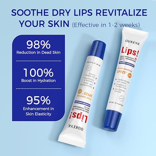 image for OUKEYA 2 Pack, Medicated Lip Balm w/Organic & 100% Natural Ingredients